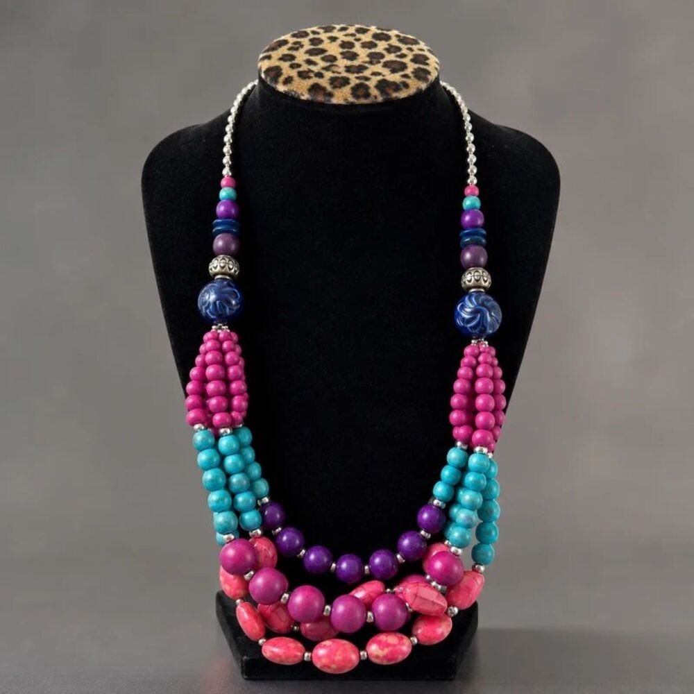 Colorful Multi-Strand Statement Necklace